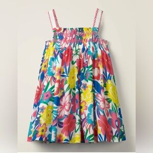 Boden Girls’ Pom Trim Print Sundress Multi Tropical NWT Size 8-9